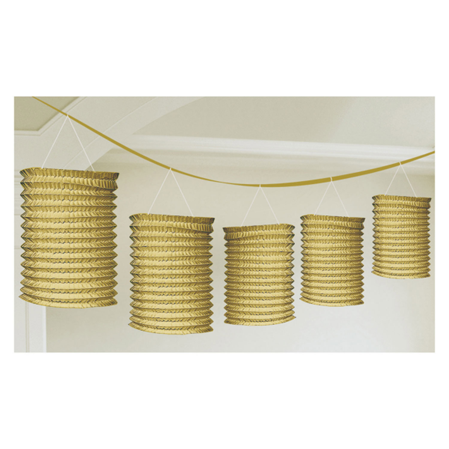 Gold Paper Lantern Garland 50th Golden Wedding Anniversary Bunting